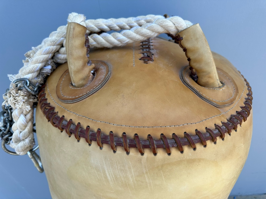 Lineaus Leather Medicine Bag Heavy Punching Bag Double Locked-Stitched 150lbs 57L With Lineaus Leather Boxing Gloves By Lineaus Athletic Company - See Details - Retails $7,900 [Photo 5]