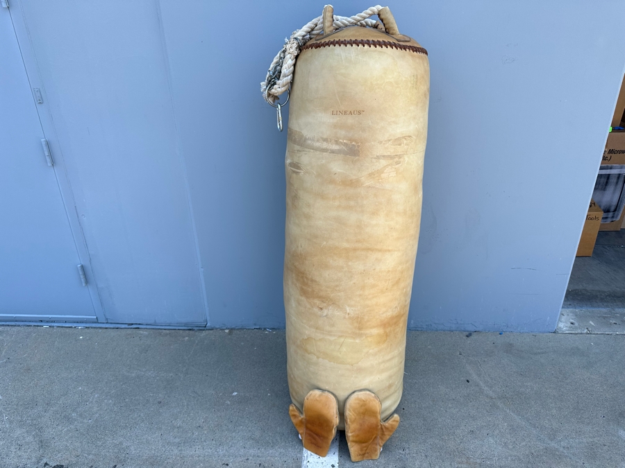 Lineaus Leather Medicine Bag Heavy Punching Bag Double Locked-Stitched 150lbs 57L With Lineaus Leather Boxing Gloves By Lineaus Athletic Company - See Details - Retails $7,900 [Photo 3]