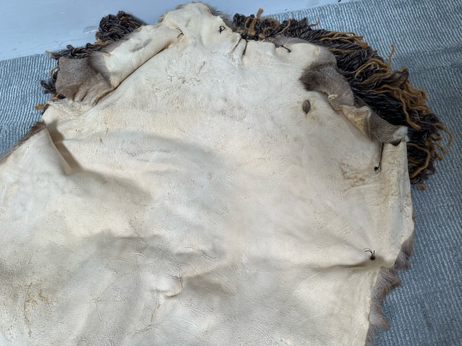 Signed Handmade Macrame Tree With Deer Skin Wall Decor Signed On Back 30W X 82L [Photo 12]