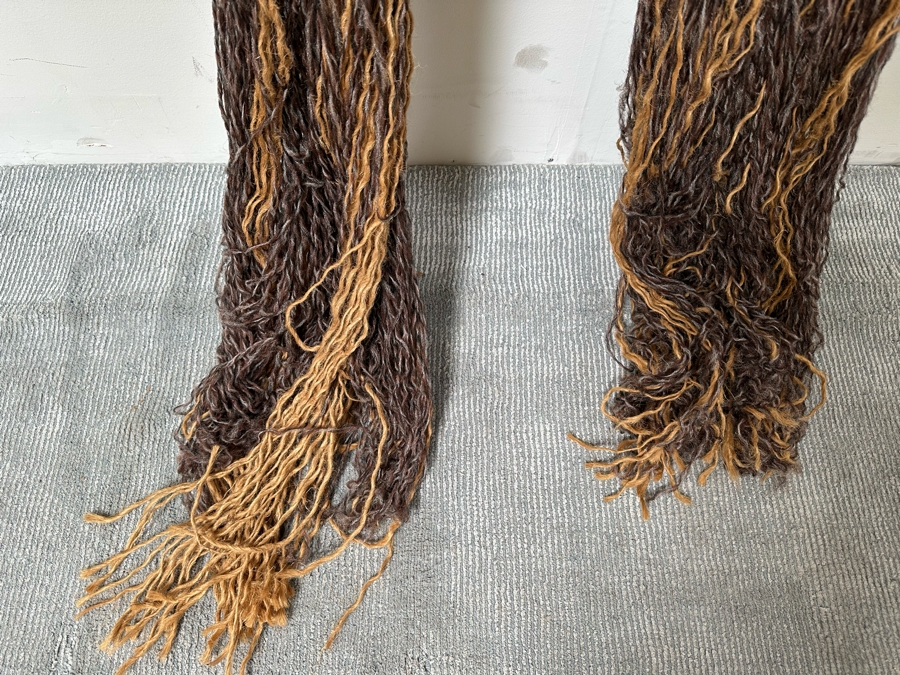 Signed Handmade Macrame Tree With Deer Skin Wall Decor Signed On Back 30W X 82L [Photo 10]