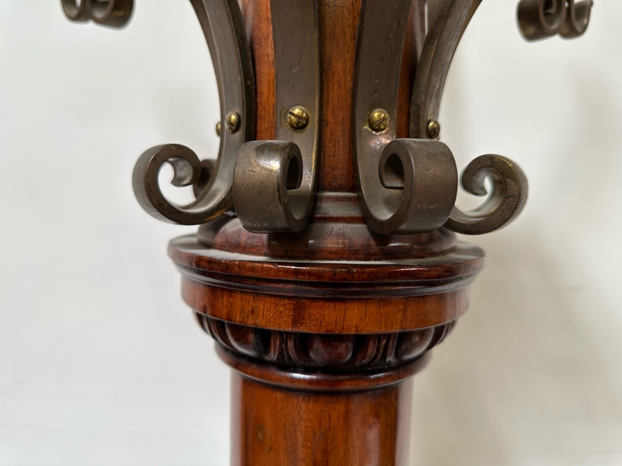 Impressive Antique Carved Wooden Claw Footed Coat Rack (Several Screws Missing On Top Brass Rack) From Historic Hotel In Riverside 30W X 75H [Photo 9]