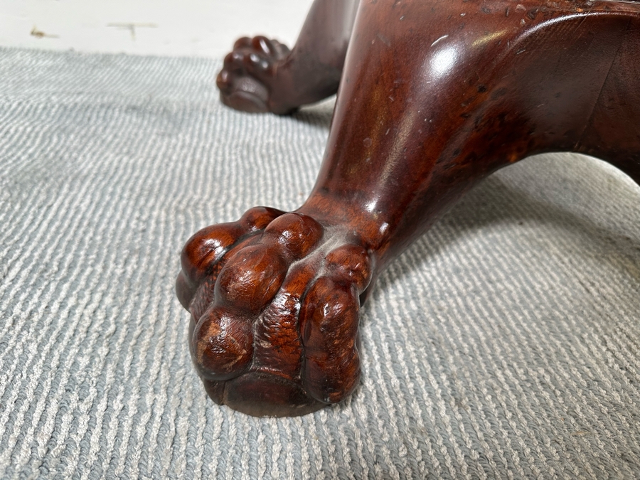 Impressive Antique Carved Wooden Claw Footed Coat Rack (Several Screws Missing On Top Brass Rack) From Historic Hotel In Riverside 30W X 75H [Photo 6]