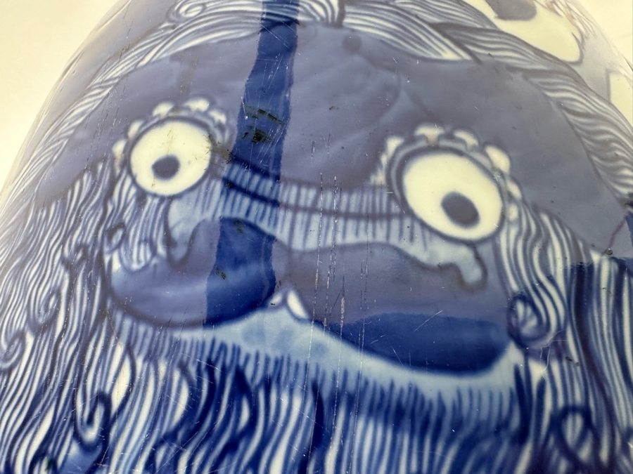 Vintage Chinese Hand Painted Lacquer 3 Compartment Wedding Box With Hand Painted Dragon Porcelain Top 16W X 9D X 18H [Photo 9]