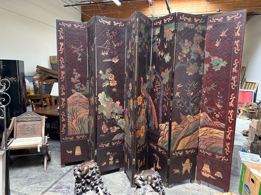 Massive 8-Panel Asian Room Divider Screen 12'W X 8'H [Photo 2]
