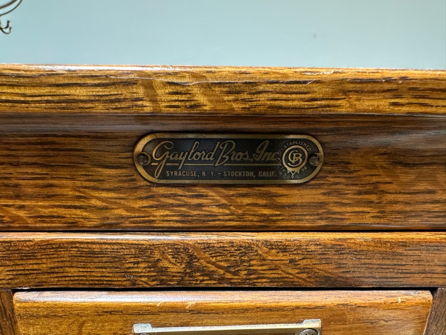 Impressive Vintage 5-Piece Oak Library Card Catalog Cabinets With Stand By Gaylord Bros, Inc 32.5W X 18D X 57.5H [Photo 5]