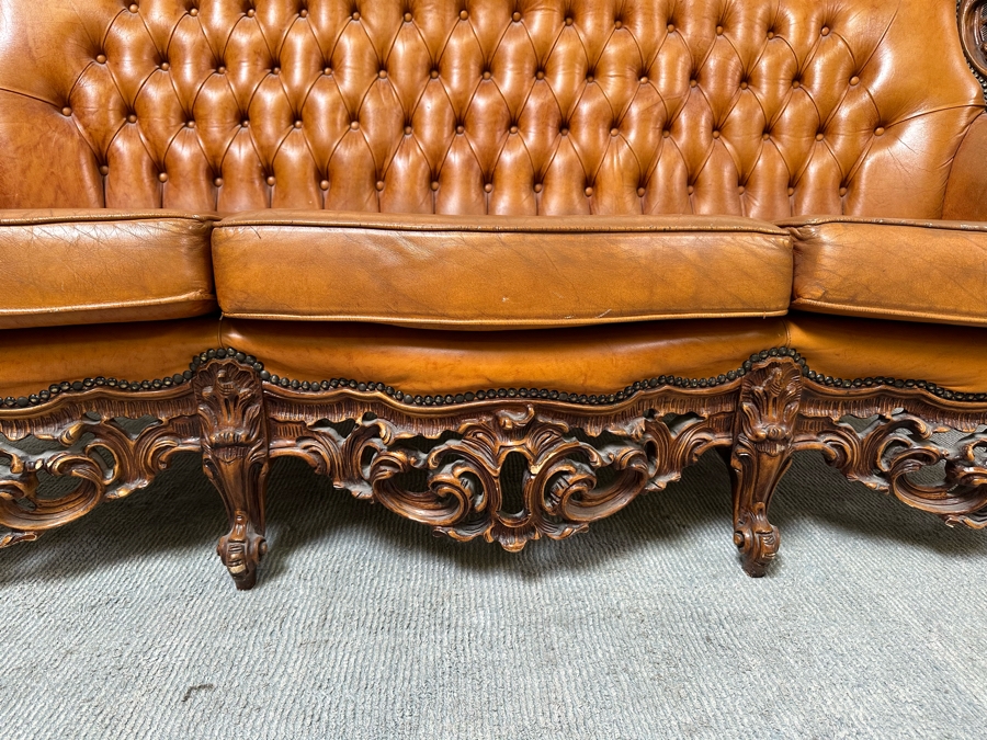Baroque Rococo Leather Sofa 85W X 38D X 46H [Photo 5]