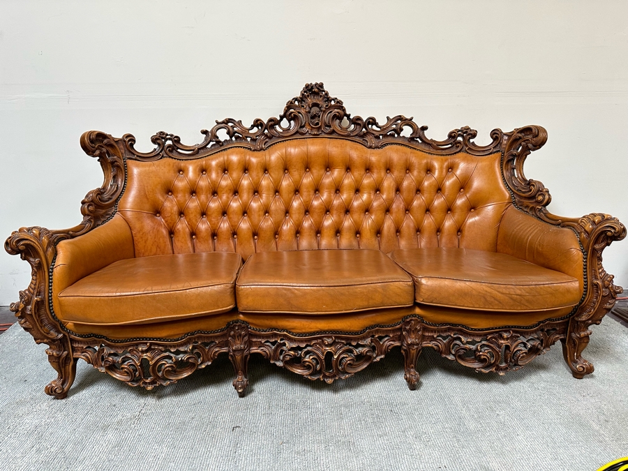 Baroque Rococo Leather Sofa 85W X 38D X 46H [Photo 3]