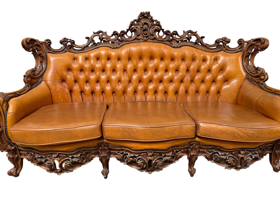 Baroque Rococo Leather Sofa 85W X 38D X 46H [Photo 18]