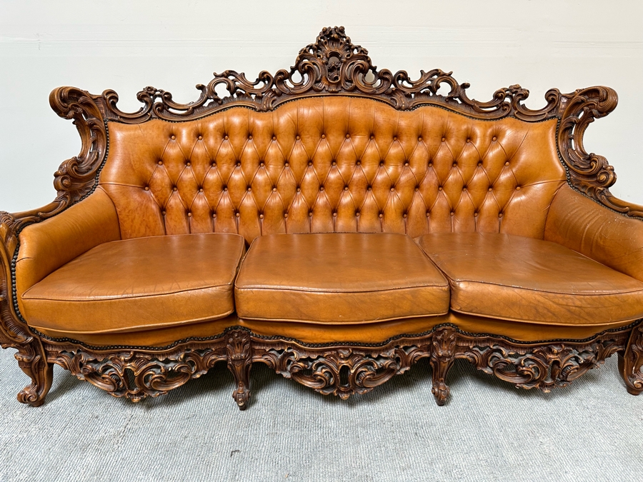 Baroque Rococo Leather Sofa 85W X 38D X 46H [Photo 4]