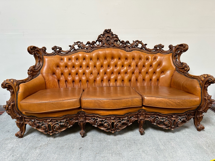 Baroque Rococo Leather Sofa 85W X 38D X 46H [Photo 2]