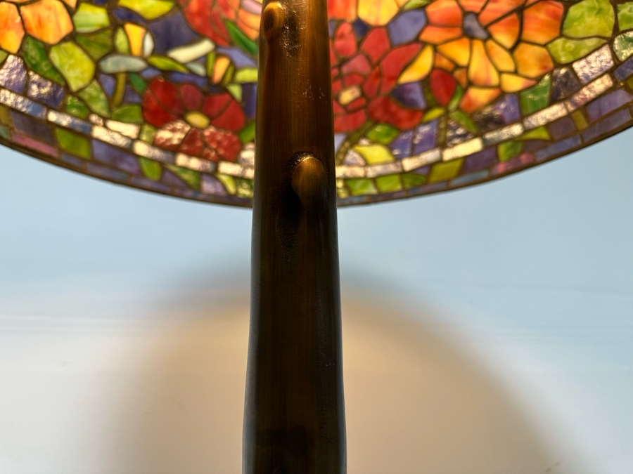 Stunning Stained Glass Lamp Shade Supported On A Bronze Tree Root Floor Lamp 21W X 62H [Photo 13]