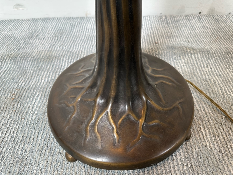 Stunning Stained Glass Lamp Shade Supported On A Bronze Tree Root Floor Lamp 21W X 62H [Photo 12]