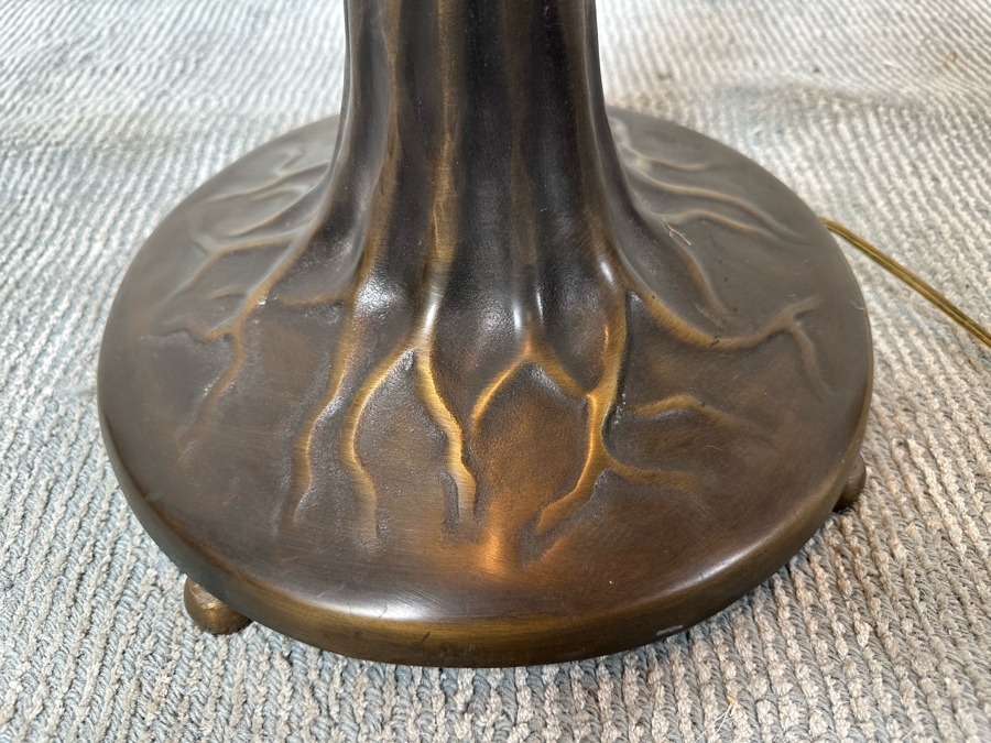 Stunning Stained Glass Lamp Shade Supported On A Bronze Tree Root Floor Lamp 21W X 62H [Photo 11]