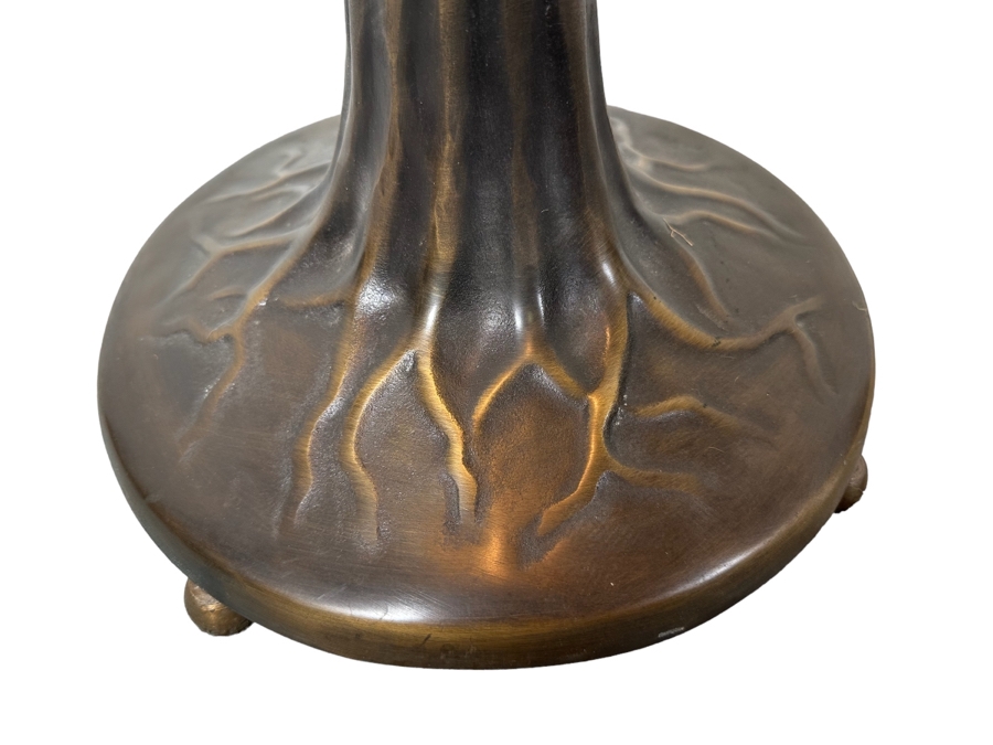 Stunning Stained Glass Lamp Shade Supported On A Bronze Tree Root Floor Lamp 21W X 62H [Photo 4]