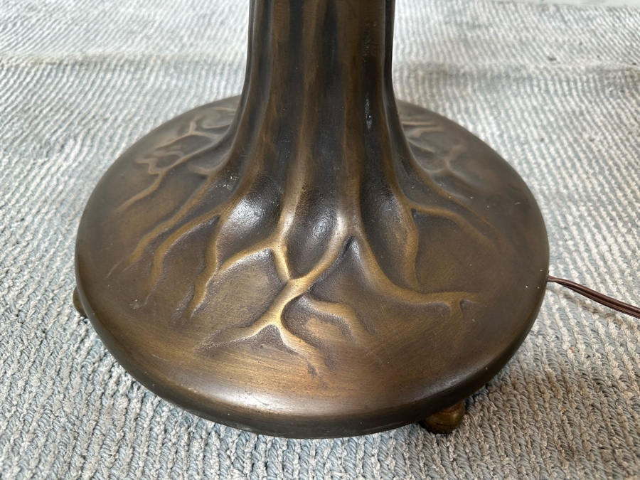 Stunning Stained Glass Lamp Shade Supported On A Bronze Tree Root Floor Lamp 21W X 62H [Photo 13]