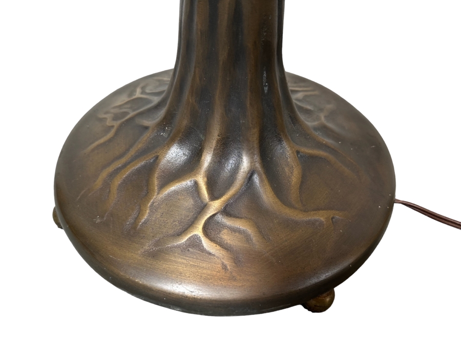 Stunning Stained Glass Lamp Shade Supported On A Bronze Tree Root Floor Lamp 21W X 62H [Photo 4]