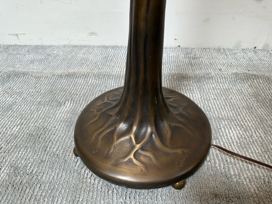Stunning Stained Glass Lamp Shade Supported On A Bronze Tree Root Floor Lamp 21W X 62H [Photo 14]