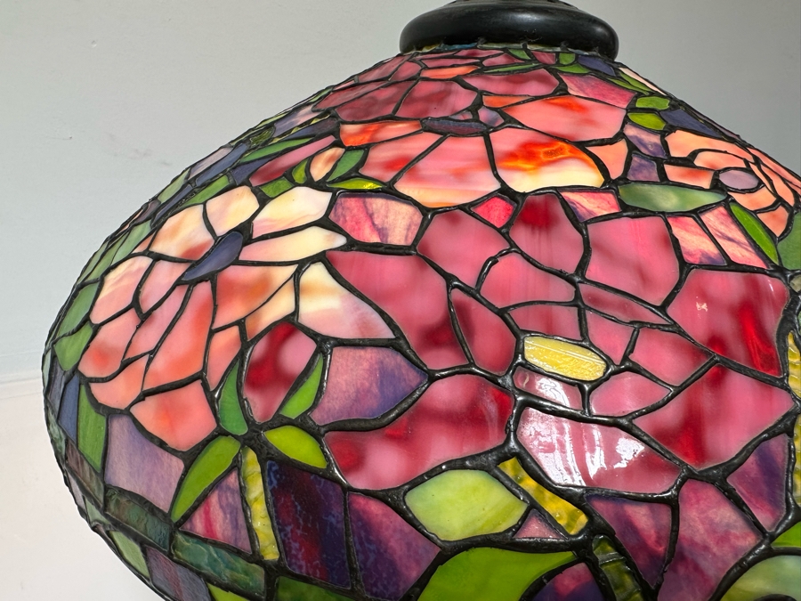 Stunning Stained Glass Lamp Shade Supported On A Bronze Tree Root Floor Lamp 21W X 62H [Photo 10]