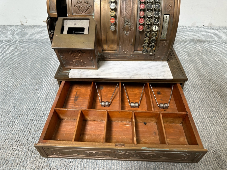 Antique National Cash Register Brass Cash Register Do Not Have Key 19W X 16D X 26.5H [Photo 12]