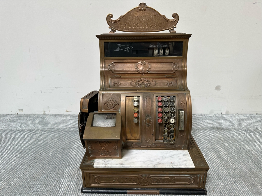 Antique National Cash Register Brass Cash Register Do Not Have Key 19W X 16D X 26.5H [Photo 5]