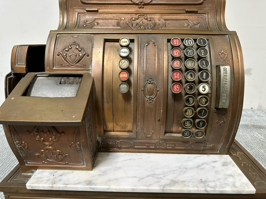 Antique National Cash Register Brass Cash Register Do Not Have Key 19W X 16D X 26.5H [Photo 8]