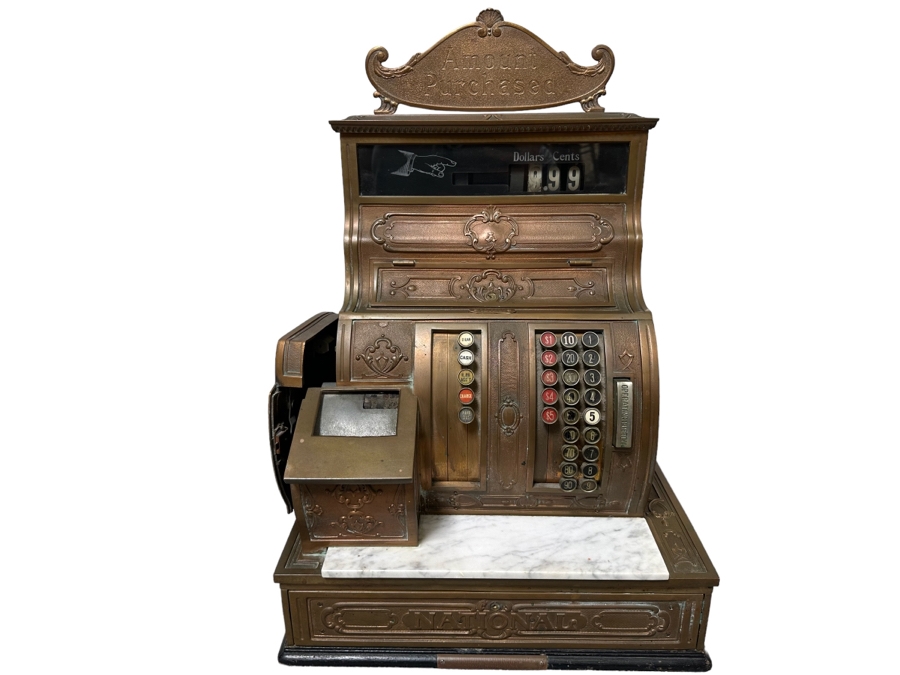 Antique National Cash Register Brass Cash Register Do Not Have Key 19W X 16D X 26.5H [Photo 2]