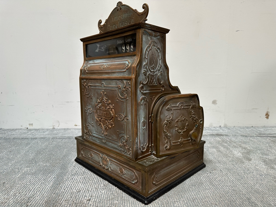 Antique National Cash Register Brass Cash Register Do Not Have Key 19W X 16D X 26.5H [Photo 20]