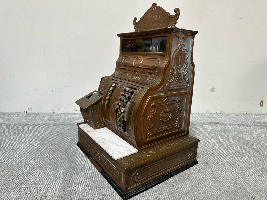 Antique National Cash Register Brass Cash Register Do Not Have Key 19W X 16D X 26.5H [Photo 14]