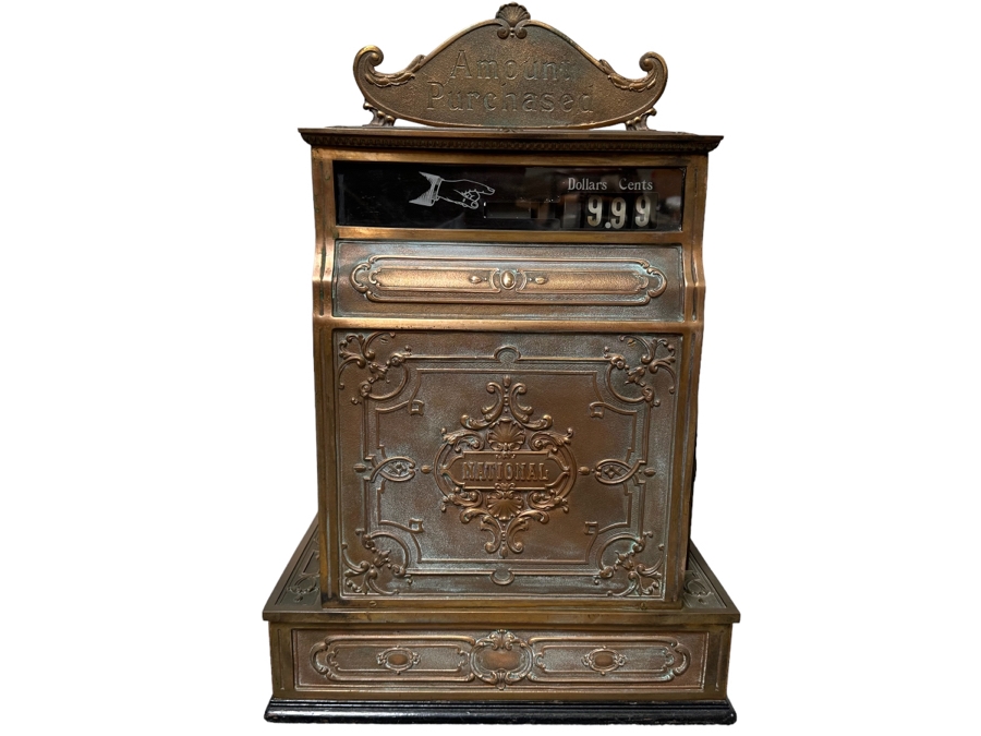 Antique National Cash Register Brass Cash Register Do Not Have Key 19W X 16D X 26.5H [Photo 3]
