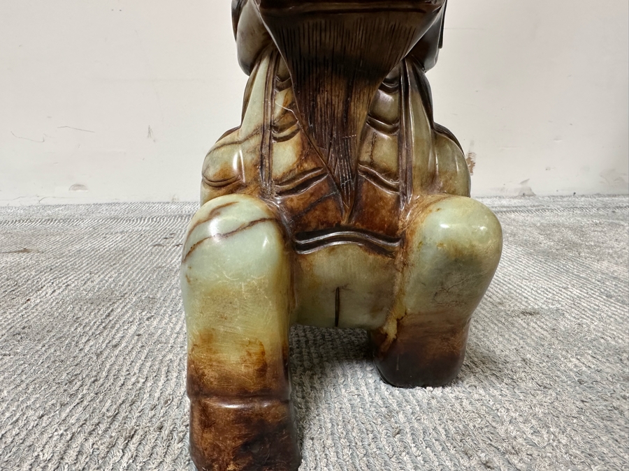 Pair Of Large Vintage Chinese Carved Jade Foo Dogs With Boxes Heavy Must See In Person For Size 21W X 7D X 14.5H [Photo 28]