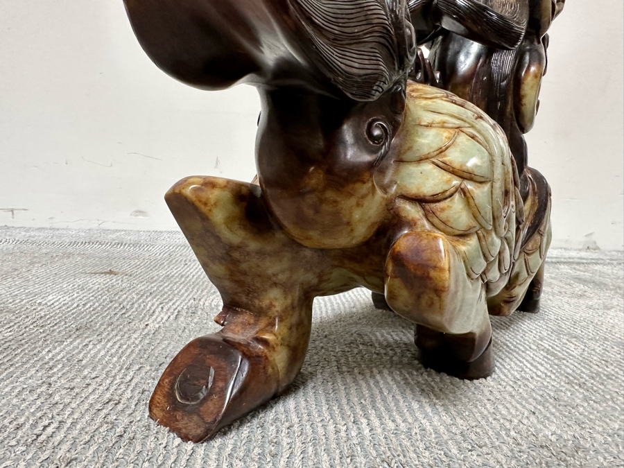 Pair Of Large Vintage Chinese Carved Jade Foo Dogs With Boxes Heavy Must See In Person For Size 21W X 7D X 14.5H [Photo 31]