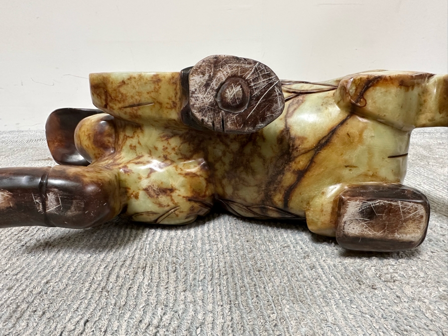 Pair Of Large Vintage Chinese Carved Jade Foo Dogs With Boxes Heavy Must See In Person For Size 21W X 7D X 14.5H [Photo 32]