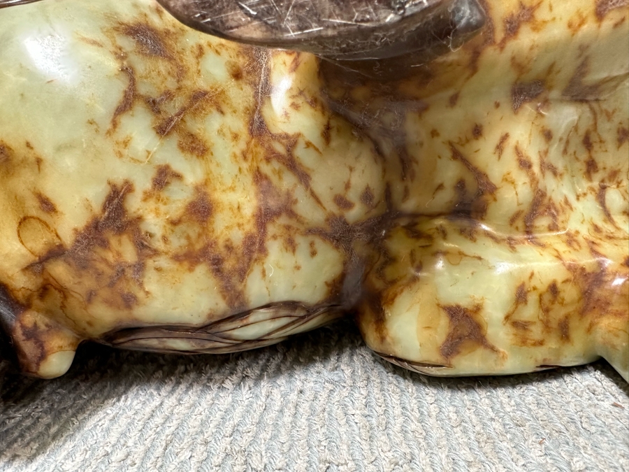 Pair Of Large Vintage Chinese Carved Jade Foo Dogs With Boxes Heavy Must See In Person For Size 21W X 7D X 14.5H [Photo 20]