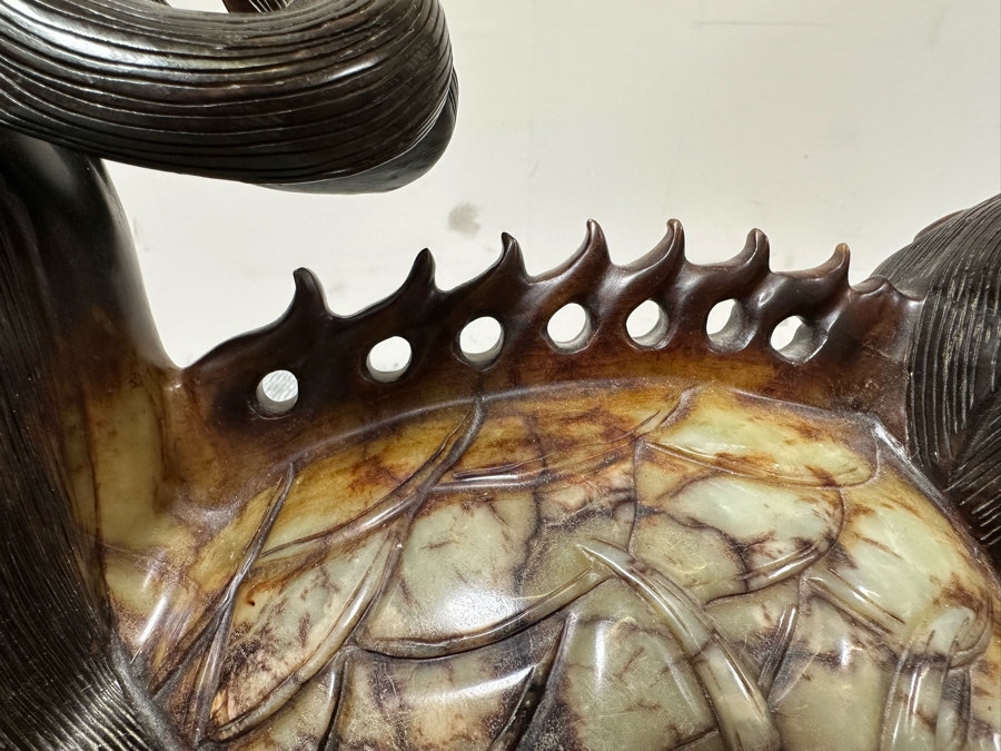 Pair Of Large Vintage Chinese Carved Jade Foo Dogs With Boxes Heavy Must See In Person For Size 21W X 7D X 14.5H [Photo 39]