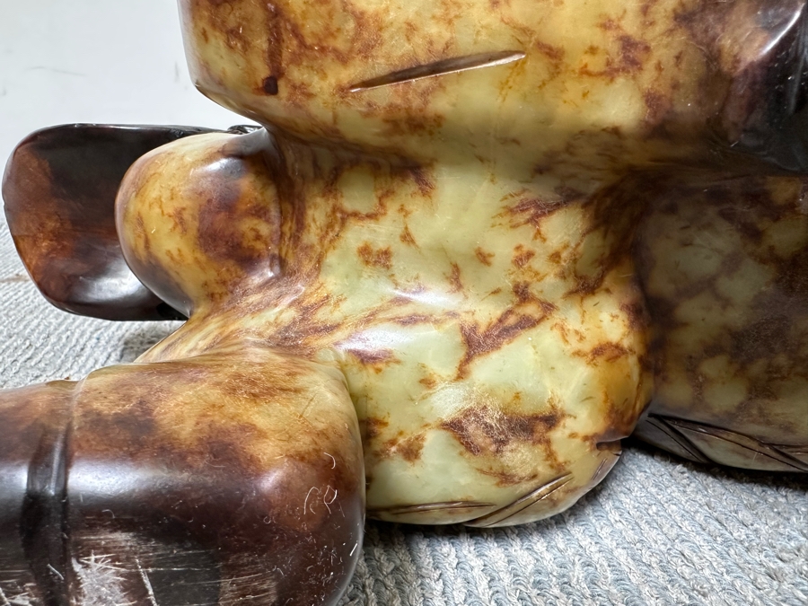 Pair Of Large Vintage Chinese Carved Jade Foo Dogs With Boxes Heavy Must See In Person For Size 21W X 7D X 14.5H [Photo 33]