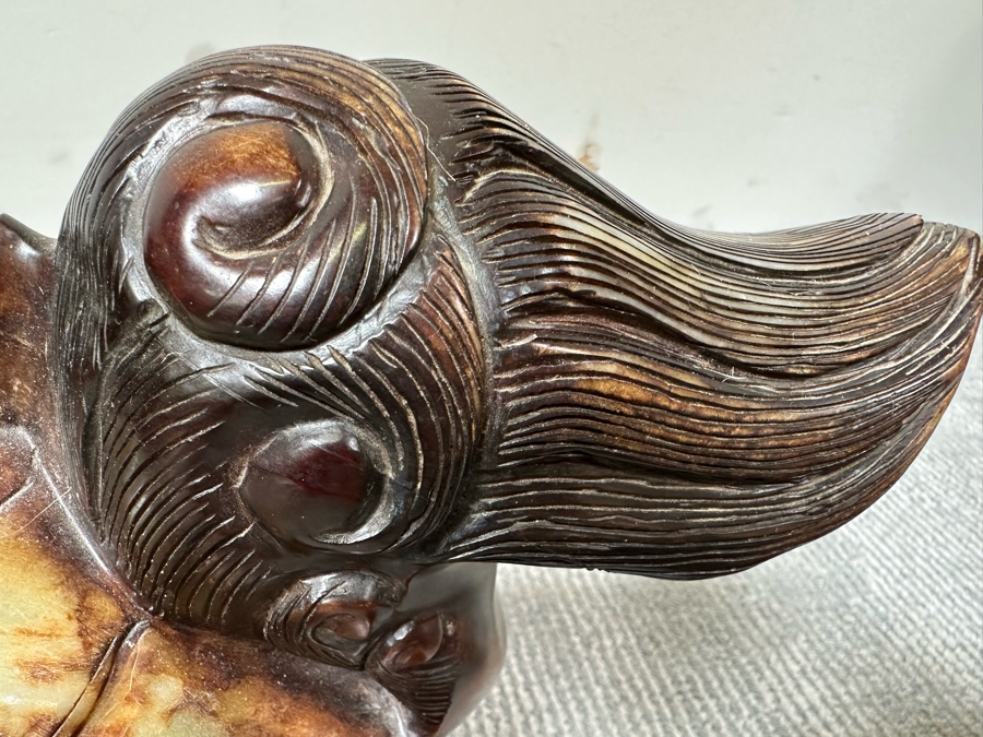 Pair Of Large Vintage Chinese Carved Jade Foo Dogs With Boxes Heavy Must See In Person For Size 21W X 7D X 14.5H [Photo 23]