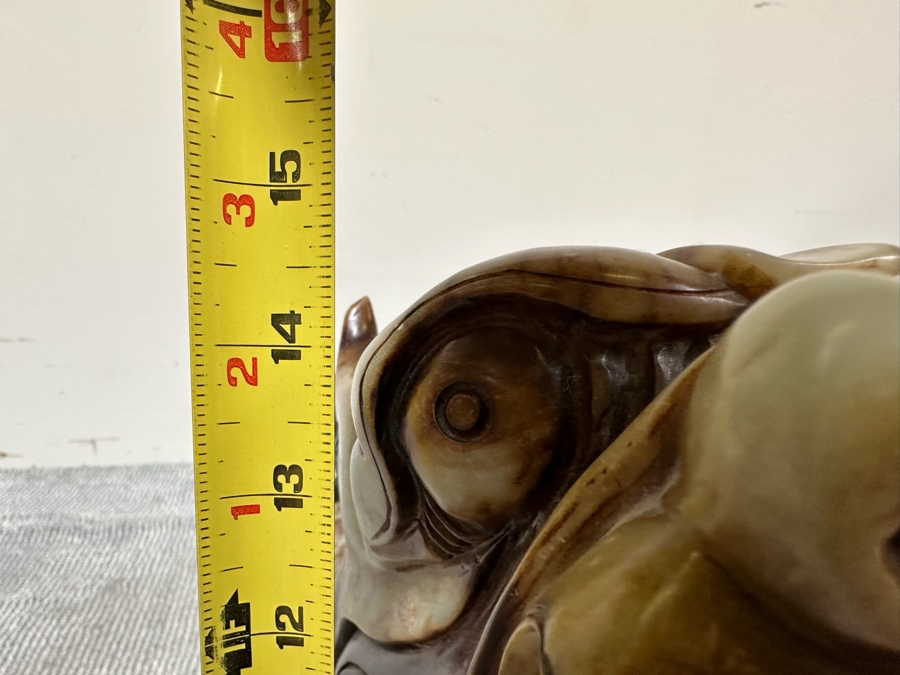 Pair Of Large Vintage Chinese Carved Jade Foo Dogs With Boxes Heavy Must See In Person For Size 21W X 7D X 14.5H [Photo 37]