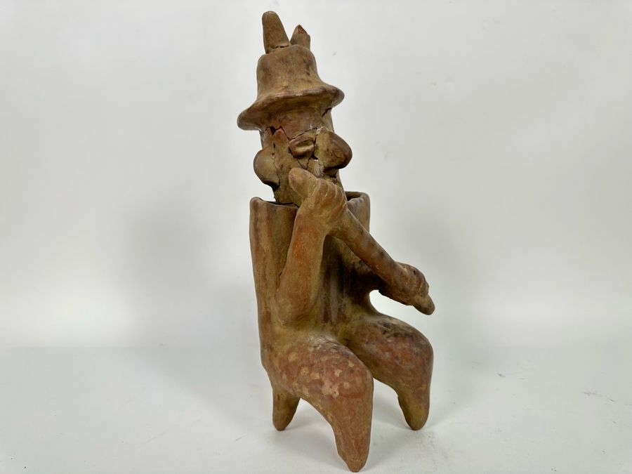 Old Pre Columbian Pottery Figure Has Been Pieced Together And Head Is Loose 12H [Photo 3]