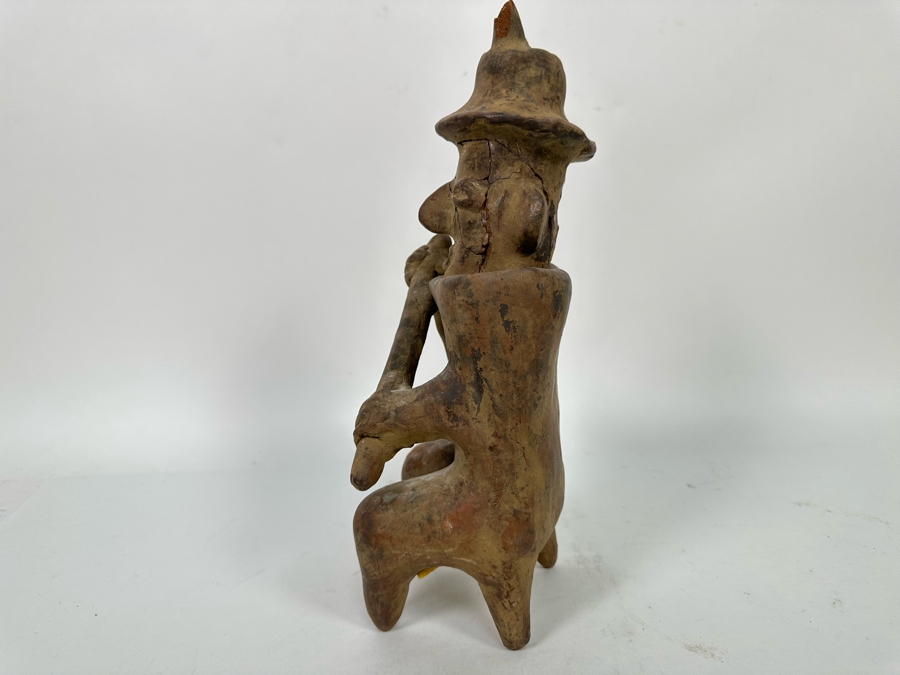 Old Pre Columbian Pottery Figure Has Been Pieced Together And Head Is Loose 12H [Photo 7]