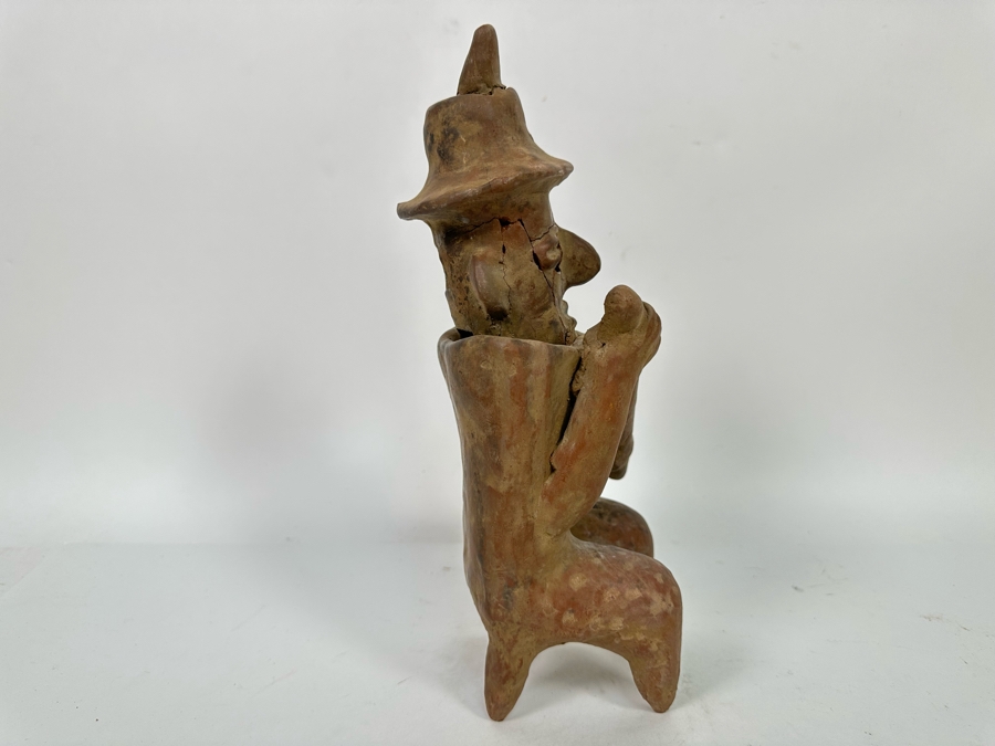 Old Pre Columbian Pottery Figure Has Been Pieced Together And Head Is Loose 12H [Photo 4]