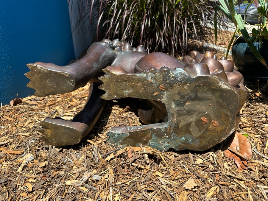 Pair Of Bronze Foo Dog Sculptures Heavy 25W X 12D X 30H [Photo 17]