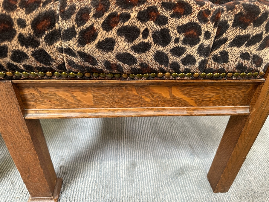 Stunning Pair Of Antique Gothic Carved Tiger Oak Chairs By Bergman Cabinet Mfg Co Seattle WA 27.5W X 23D X 50H [Photo 13]