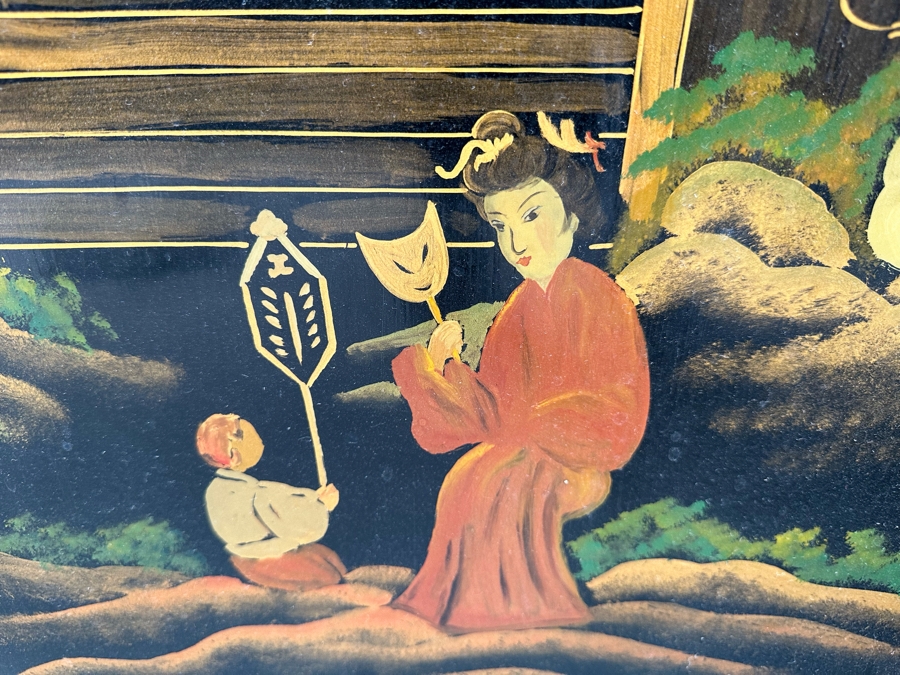 Small Hand Painted Japanese 3-Panel Fireplace Screen 64W X 48H [Photo 5]