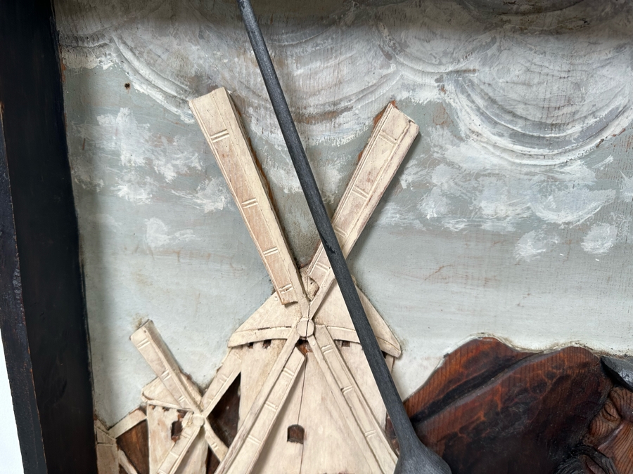 Original Relief Carved Wooden Wall Plaque Artwork Depicting Scene From Don Quixote 22W X 3D X 39H [Photo 9]