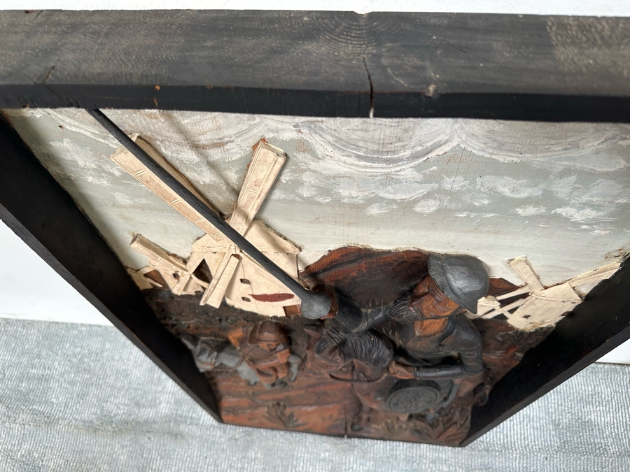 Original Relief Carved Wooden Wall Plaque Artwork Depicting Scene From Don Quixote 22W X 3D X 39H [Photo 10]