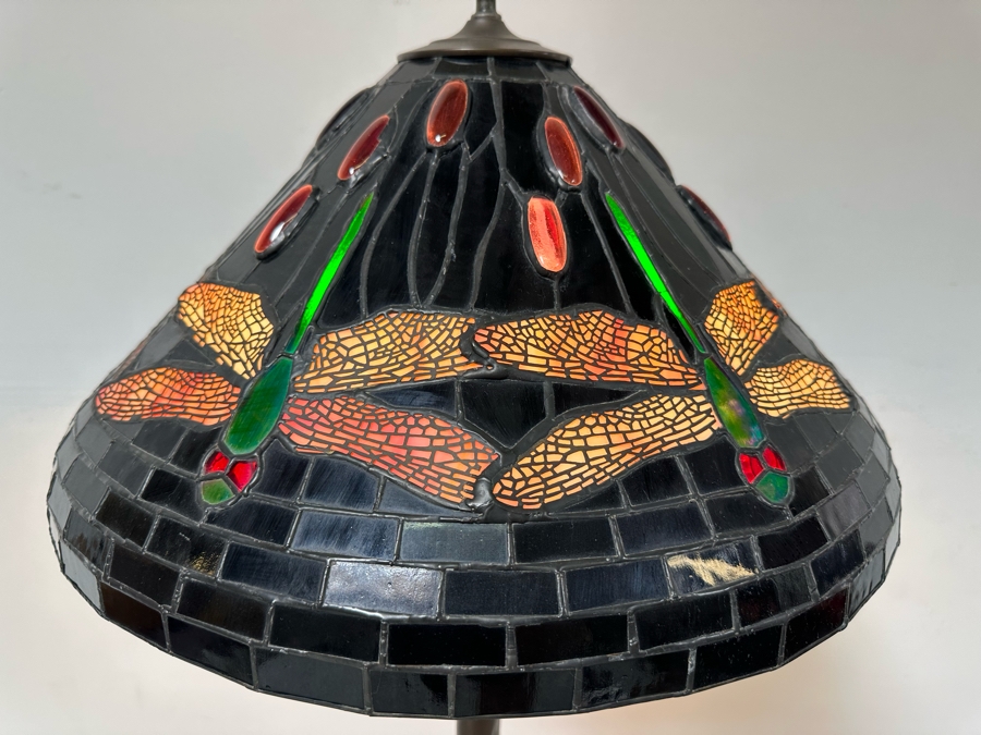 Tiffany Style Dragonfly Floor Lamp With Bronze Tree Root Lamp Base 20W X 63H [Photo 8]