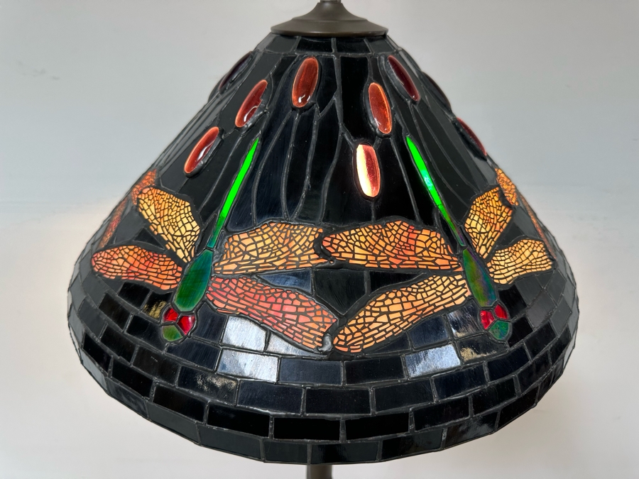 Tiffany Style Dragonfly Floor Lamp With Bronze Tree Root Lamp Base 20W X 63H [Photo 7]