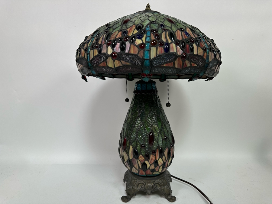 Tiffany Style Dragonfly Table Lamp 16W X 25H [Photo 12]