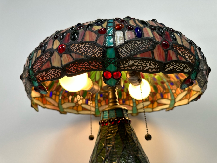 Tiffany Style Dragonfly Table Lamp 16W X 25H [Photo 8]