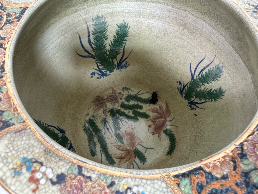 Pair Of Japanese Hand Painted Flower Pots 13.5W And 8W [Photo 15]